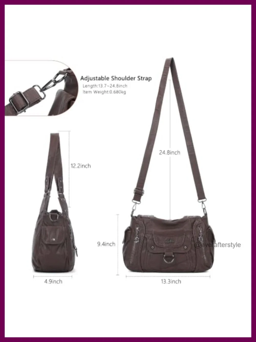 Vegan Leather Hobo Shoulder Bag with Adjustable Strap Satchel Tote